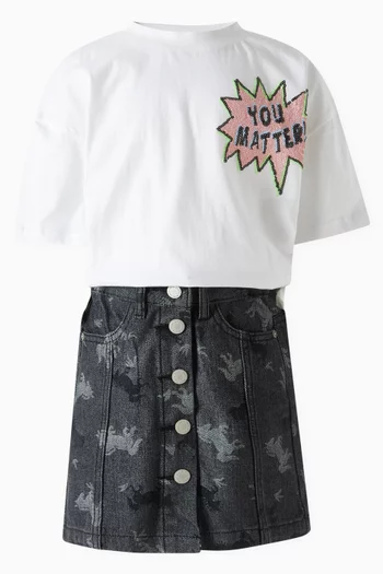 Denim Mini Skirt in Cotton