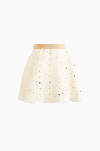 Logo Stars Skirt in Crepe