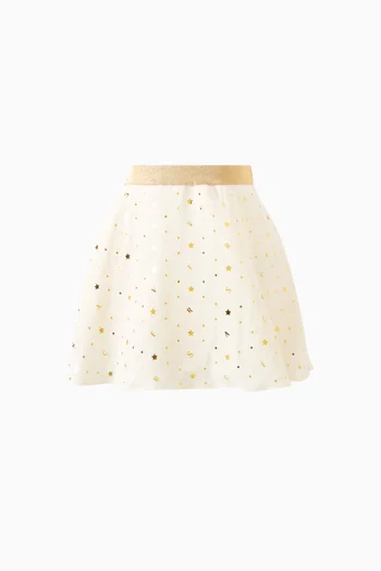 Logo Stars Skirt in Crepe