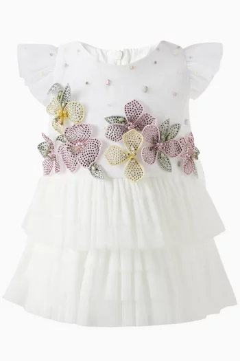 Embellished Ruffle Dress in Tulle