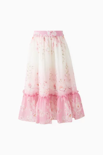 Floral-print Ombre Skirt