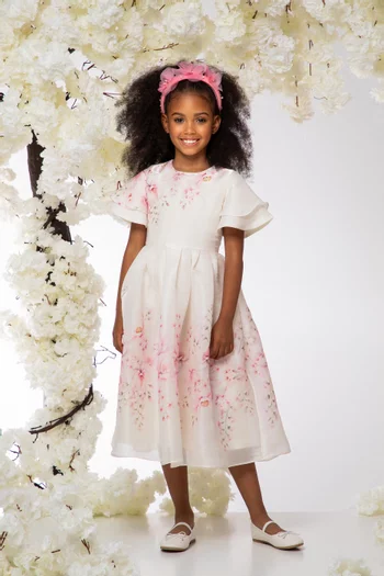 Embellished Floral-print Dress