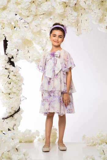 Floral-print Layered Dress in Chiffon