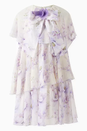 Floral-print Layered Dress in Chiffon