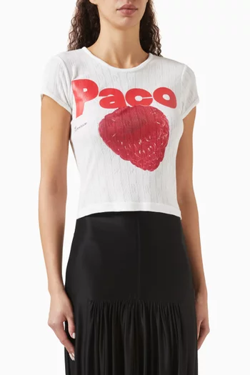 Crop T-shirt in Jersey-pointelle
