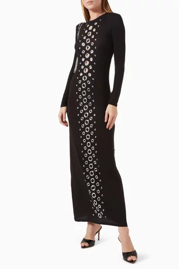 Grommet Cut-out Maxi Dress in Cupro-jersey