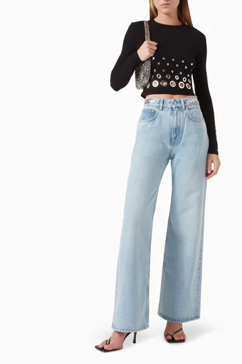 Grommet Cut-out Top in Viscose-jersey