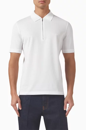 Zip Polo Shirt in Cotton