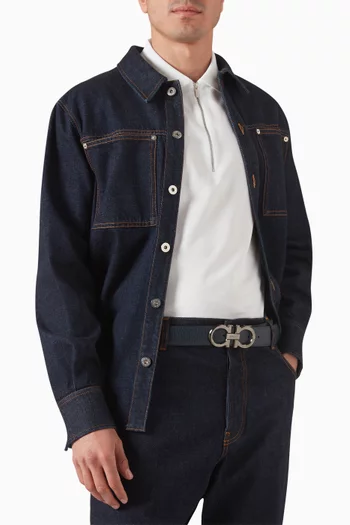 Gancini Buckle Reversible Belt in Calfskin