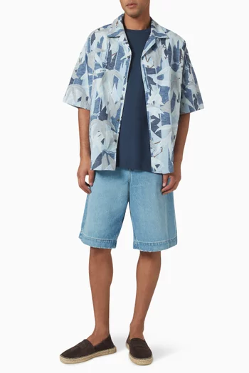 Chiku-Rin Camo Hawaiian Shirt in Cotton & Linen