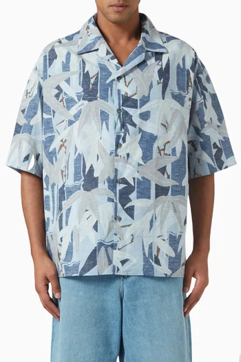 Chiku-Rin Camo Hawaiian Shirt in Cotton & Linen