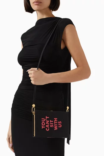 Mean Girls You Can't Sit With Us Strapped Clutch in Silk & Felt