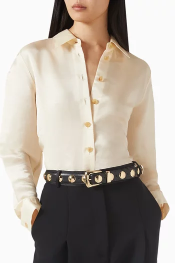 حزام بيني بحلي معدنية جلد