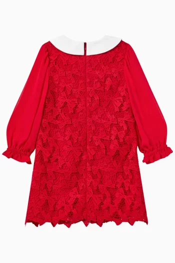 Bow-collar Mini Dress in Lace