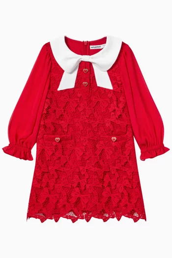Bow-collar Mini Dress in Lace