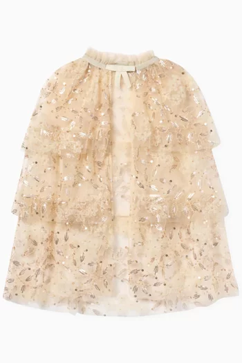 Sequin-embellished Cape in Tulle