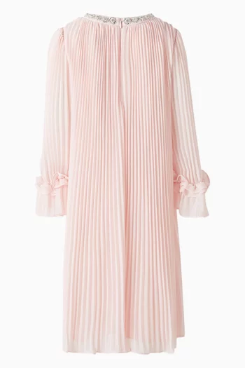 Embellished Pleated Dress in Chiffon