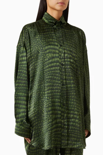 Cocoon Shirt in Croc Silk Satin