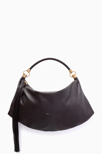 Foulard Tasseled Shoulder Bag in Grained Leather