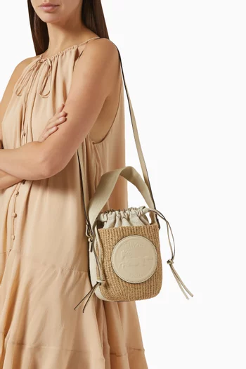 Small Horse Medal Basket Bag in Raffia