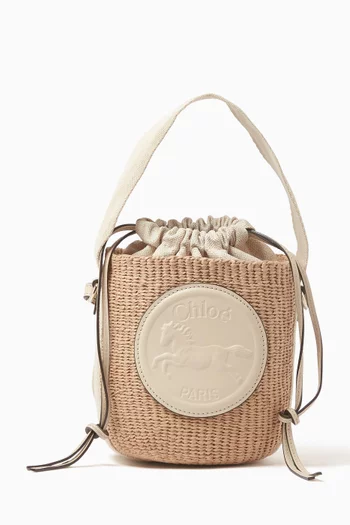 Small Horse Medal Basket Bag in Raffia
