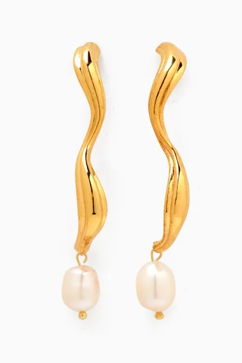 Wabi Pearl Drop Earrings in 18kt Gold-plated Silver