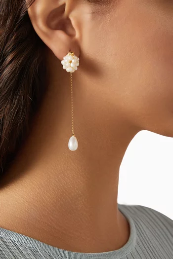 Pearl Drop Earrings in 18kt Gold-plated Silver