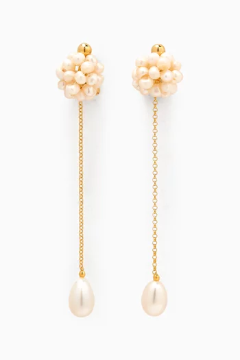 Pearl Drop Earrings in 18kt Gold-plated Silver