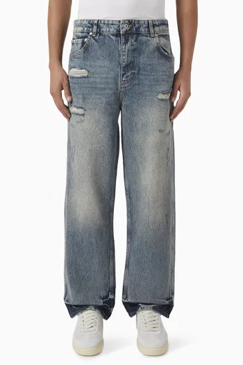 Distressed Baggy Jeans in Denim