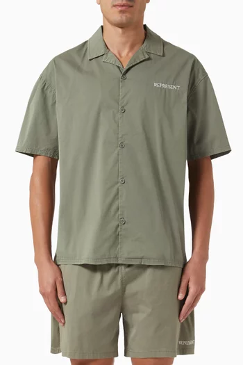 Script Logo Camp Shirt in Cotton-blend