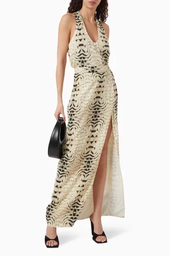 Cuban Crocodile Atlas Maxi Skirt in Silk