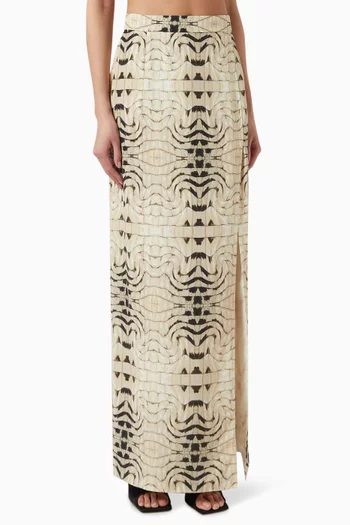Cuban Crocodile Atlas Maxi Skirt in Silk