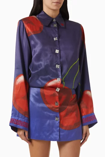 Night Cherry Shirt Dress