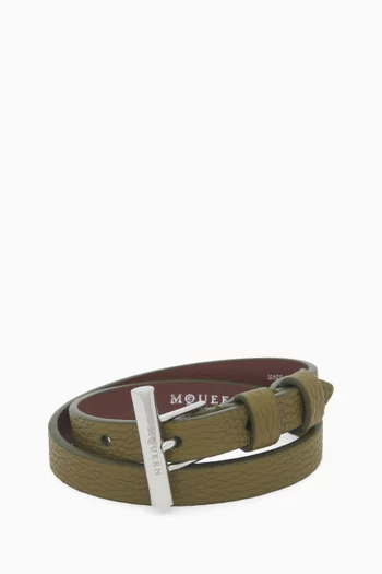 T-Bar Double-wrap Bracelet in Leather