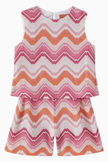 Chevron-print Shorts in Viscose-blend