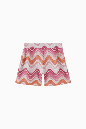 Chevron-print Shorts in Viscose-blend