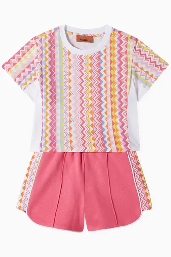 Chevron-print Sweatshorts in Cotton