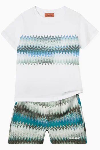 Chevron-printed T-shirt in Cotton
