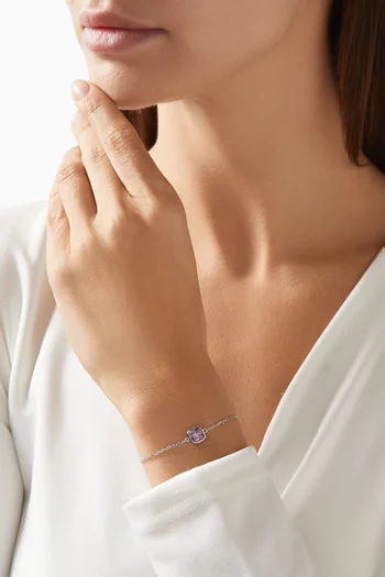 February Birthstone Bracelet in Rhodium-plated Metal