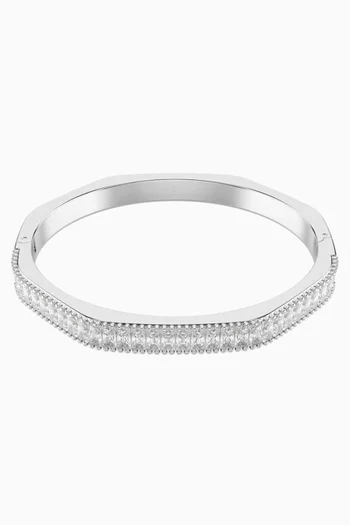 Matrix Bangle in Rhodium-plated Metal