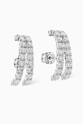 Matrix Cuff Earrings in Rhodium-plated Metal