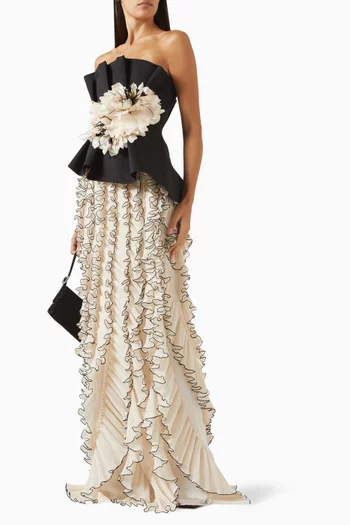Corset Top Mermaid-cut Gown in Organza & Chiffon