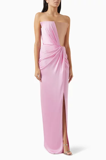 Draped Two-tone Maxi Dress in Crepe