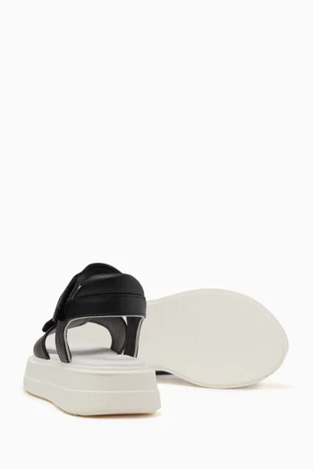 Logo-embossed Platform Sandals in Faux Leather