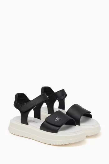 Logo-embossed Platform Sandals in Faux Leather