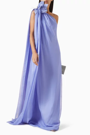 Organza Flower Maxi Dress in Chiffon