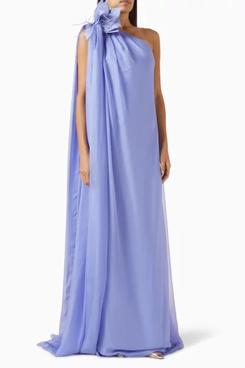 Organza Flower Maxi Dress in Chiffon