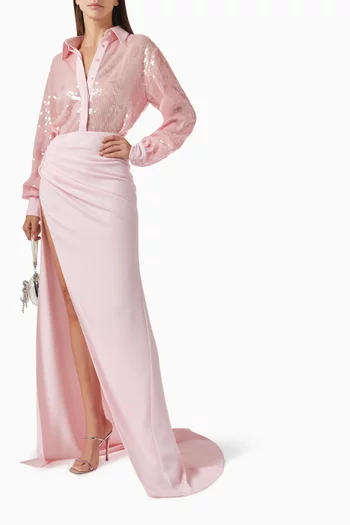 Sequin-embellished Shirt Dress in Viscose & Crepe