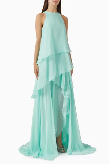 Layered Sleeveless Dress in Chiffon