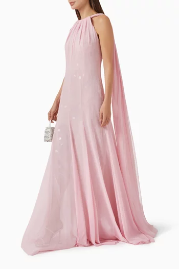 Flared Maxi Dress in Chiffon